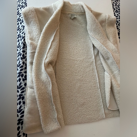 FRYE SND CO. Cream/Tanish Sherpa Sleeveless Open Front Women’s Vest  XL Pockets - Picture 5 of 14
